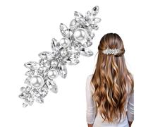 Rhinestone Pearl Hair Pins Silver Bridal Hair Accessory Shiny Crystal Hair Clips Elegant Floral Hairpins for Weddings Brides Long Hair