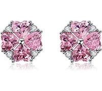 Rhinestone Pendant Earring,Stylish Ladies and Girls Birthday Gift Earrings Cubic Zirconia Knot Earrings for Birthday Gift Ear Jewelry/Pink