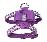 Rhinestone Pet Dog Bowknot Collar Puppy Harness Necklace Collar for Pet Dog 20~34cm 4 Styles for Puppy (Purple Medium)