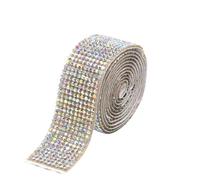 Rhinestone Ribbon Pegatina autoadhesiva de diamantes imitación cristal, cinta, manualidades, decoración del teléfono coche para Manualidades de Costura Ropa(Color2,1YARD(90CM)_2ROWS(0.4CM))
