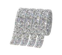 Rhinestone Ribbon Rollo de cintas diamantes imitación cristal 10 yardas, banda brillante diamante, envoltura cinturón for fiesta boda para Manualidades de Costura Ropa(Color2,10YARDS_1.5CM WIDTH)