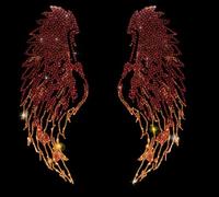 Rhinestone rojo fuego alas hierro hierro Rhinestone diseño