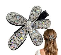 Rhinestone Sparkling Barrettes - 3D Floral Hairpins, Charming Hair Accessories, Decorative Flower Hair Clips Set, Bridal Wedding Gathering Formal Holiday Daily Style For Women Girls