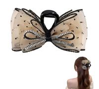 Rhinestone Sparkling Bowknot Hair Clips, Bow Hair Clips Rhinestone Bowknot Clips, Bowknot Hair Claw Clips Strong Hold Hair Barrettes, Hair Accessories Gifts for Women and Girls (Beige)