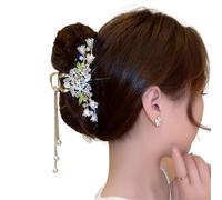 Rhinestone Tassel Hair Claw Golden Bow Flower Clip Hairpin For Women Elegant Ponytail Fashion Accessories