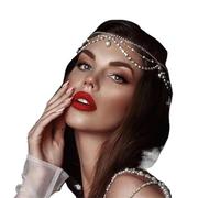 Rhinestone Tassel Wedding Hair Chains Headband Hair Decoration for Women Multilayer Head Chain Headpiece para ocasiones especiales y festivales(Silver)