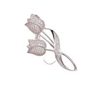 Rhinestone Tulip Flower Anti-Glare Suit Collar Pin Jewelry Brooch Made in China