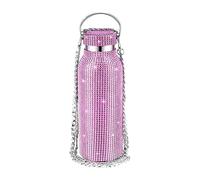 Rhinestone Water Bottle - Stainless Steel Thermal Bottle | Insulated Glitter Bottles, Cups With Rhinestones 350ml Refillable Water Bottles With Chain For Women Girls Gift