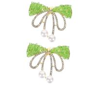 Rhinestone Wife Retro Decor Clothes Hat Bow Bowknot Brooch for Alloy Pin Women Brooches Jewelry Rhinestones Green