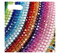 Rhinestones Chain Roll Tassel 3/10Yard Crystal Ribbon Strass Banding Sew On Gold Rhinestone Trim Strip Cup Chains For Needlework(Color 13,10Yard Per Roll,SS6)
