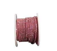 Rhinestones Chain Roll Tassel 3/10Yard Crystal Ribbon Strass Banding Sew On Gold Rhinestone Trim Strip Cup Chains For Needlework(Lt. Rose,3Yard in Bag,SS12)