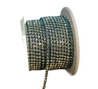 Rhinestones Chain Roll Tassel 3/10Yard Crystal Ribbon Strass Banding Sew On Gold Rhinestone Trim Strip Cup Chains For Needlework(Color 20,10Yard Per Roll,SS12)