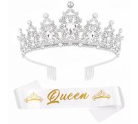 Rhinestones King Queen Crowns & Sheshes Set Birthday Prom Party Accesorios Coronate Crystal Tiaras Croona Hombro Crystal
