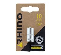 Rhino 9032 hexognale 10 mm Juegos de llave hexagonal, corta métrica, 6 pans-diámetro 10 mm, cuadrado de entrenamiento de 1/4 pulgadas, (cromo vanadio)