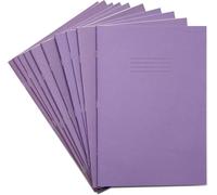 RHINO Cuaderno de ejercicios de papelería, tamaño A4, 32 páginas, cuadriculado de 20 mm, morado, recursos de aprendizaje, libros escolares, paquete de 10