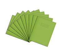 Rhino Cuadernos de ejercicios A5+, 80 páginas/8 mm con forro de papel de margen, paquete de 10, libro de escritura de 9 x 7, suministros de papelería de oficina y escuela, color verde claro