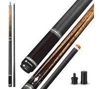 RHINO Eclipse II Noir - Taco de billar de fibra de carbono, eje de carbono de baja desviación con punta japonesa Nishiki de 11,8 mm y junta de 3/8-8, palo de piscina profesional para adultos con