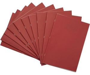 Rhino F6M - Cuaderno de rayas (tamaño DIN A4, 64 páginas, 10 unidades), color rojo