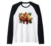Rhino Jungle, Animal de Safari de Vida Silvestre Tropical Camiseta Manga Raglan