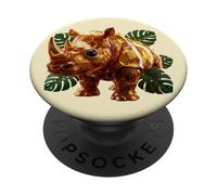 Rhino Jungle, Animal de Safari de Vida Silvestre Tropical PopSockets PopGrip Adhesivo