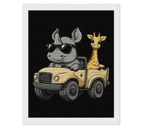 Rhino - Kit de pintura de diamante de camión de jirafa redonda para decoración de pared del hogar, 16 x 20 pulgadas