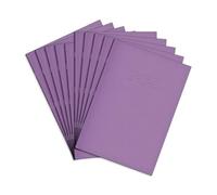 Rhino Libros de práctica de escritura a mano A4, 40 páginas/4 mm centradas en líneas rojas de 15 mm, paquete de 10, suministros de papelería de oficina y escuela, color morado
