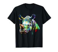 Rhino Lover Artwork | Colorido Animal Motif Rhino Camiseta