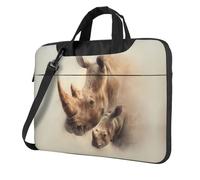 Rhino - Maletín cruzado para laptop con estampado de madre y becerro, fácil de usar cuando viajas por negocios, NEGRO, 14 inch