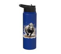 Rhino Splash Obra De Arte Rinoceronte Vida Silvestre Safari Motivo Naturaleza Stainless Steel Insulated Water Bottle