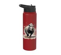 Rhino Splash Obra De Arte Rinoceronte Vida Silvestre Safari Motivo Naturaleza Stainless Steel Insulated Water Bottle