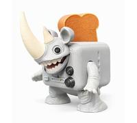 Rhino Toasterino - Figura Articulada XL 10x10 cm - Rinoceronte Tostadora con Tostada - Colección Oficial Brainrot Italian Memes - Brainrot memes italianos coleccionables - Tung Tung Saur - Tralalero