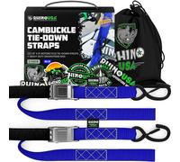 Rhino USA Cinchas de Amarre Moto- 2X Cinchas con Ganchos S y Cintas Antiarañazos 3.8cm x 2.4m. 2X Eslingas de Amarre para Moto Resistencia a la Rotura de 1000kg con Bolsa de Transporte - Azul