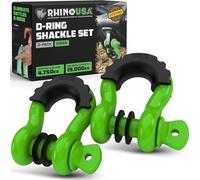 Rhino USA D-Ring Grilletes (2 Piezas) - Resistencia a la Rotura de 18.983 kg - Horquilla 1,9 cm con Pasador de 2,2 cm para Remolque y Uso 4X4 - Pares con Correa de Recuperación para Vehículos (Verde)