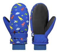 Rhino Valley Gants de Neige pour Enfants, Gants de Ski Imperméables pour Temps Froid, Avec Bande Velcro Réglable,Mitaines de Neige pour Garçons/Filles pour Les Activités Hivernales en Plei (Azul, L)