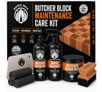 Rhino Wax Butcher Block Ultimate Care Kit - Incluye tabla de cortar, aceite, cera, limpiador en aerosol de madera, raspador de banco, aplicador LG, 3 paños - para encimeras de bloques de carnicero y