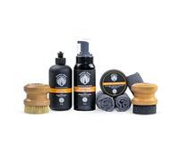 Rhino Wax Kit de cuidado definitivo para tabla de cortar, incluye limpiador de jabón espumoso, aceite de tabla de cortar, cera para tabla de cortar, aplicador, cepillo para fregar, 3 paños de