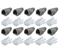 Rhinocables® RJ45 Cat5e Extremos y Botas Crimp Plug End para Cable Netowork Hacer su Propio Ethernet Plomo Botas & Extremos 20 Pack (10 of Each)
