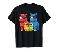 Rhinoceros Family African Safari Animal Colorful Rhino Zoo Camiseta