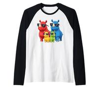 Rhinoceros Family African Safari Animal Colorful Rhino Zoo Camiseta Manga Raglan