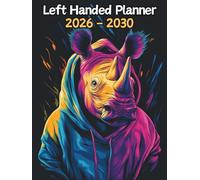 Rhinoceros Left Handed Planner: 5 Year Monthly | Large 60 Month Calendar | Gift For People Who Love Safari Animals, Wildlife Lovers | Ideal for ... and Busy Individuals | 8.5 x 11 Inches | v1
