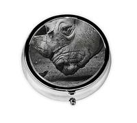 Rhinoceros - Pastillero de metal, organizador de píldoras, organizador de medicamentos, contenedor de pastillas