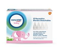 Rhinomer Baby Narhinel Confort, 10 Recambios Blandos Desechables Para Aspirador Nasal, Mejor Ajuste a la Nariz del Bebé, Con Filtro Absorbente de Mocos