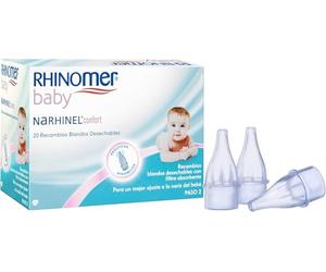 Rhinomer Baby Recambios Blandos Aspirador Nasal, Filtro Absorbente, 20 Uds | Recambios blandos con filtro absorbente, para aspirador nasal Rhinomer Baby Narhinel Comfort, uso diario en bebés