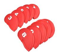 RHINORO - Juego de 10 fundas protectoras para cabeza de palos de golf de hierro 3, 4, 5, 6, 7, 8, 9 A, SW PW, suave y ligera (rojo)