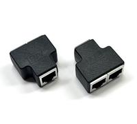 RHINORO, Paquete de 2 versiones 2026, utiliza dos puertos RJ45 simultáneamente, adaptador divisor de red Ethernet dual LAN de 1 a 2 vías, negro, compatible con CAT6 CAT5e CAT5