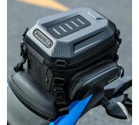 Rhinowalk Alforja rígida para sillín de moto, extensible de 12 a 18 litros, con bolsa interior impermeable, compartimento para casco, función mochila, maletín superior ABS (fibra de carbono negro (12