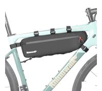 Rhinowalk Bolsa impermeable para cuadro de bicicleta, con compartimentos laterales, soporte para bomba, guía de cables, reflectante para MTB, bicicleta de carretera, Gravel (negro 2,7 L)