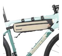 Rhinowalk Bolsa para cuadro de bicicleta, bolsa triangular impermeable para bici, para colocar debajo del tubo superior, almacenamiento de esquina, accesorios de bicicleta de carretera, 2,1 L, beige