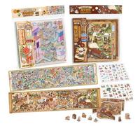 RhiVrillion Kit de Libro de Pegatinas Adultos, Sticker Book: 1 Libro Pegatinas Mágico y 1 de Animales, Pegatinas 3D Sticker Scene Reutilizables, DIY Relajante para Niños y Adultos