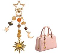 RhiVrillion Llavero Charm Estético Y2K con Sol, Luna y Estrellas - Perlas de Colores en Aleación de Zinc, Colgante Decorativo para Bolso, Mochila, Cartera o Teléfono
